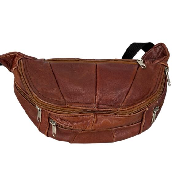 Vintage Leather Waist Pack Sling Brown Woodstock Travel Boho Hippie - Picture 1 of 16